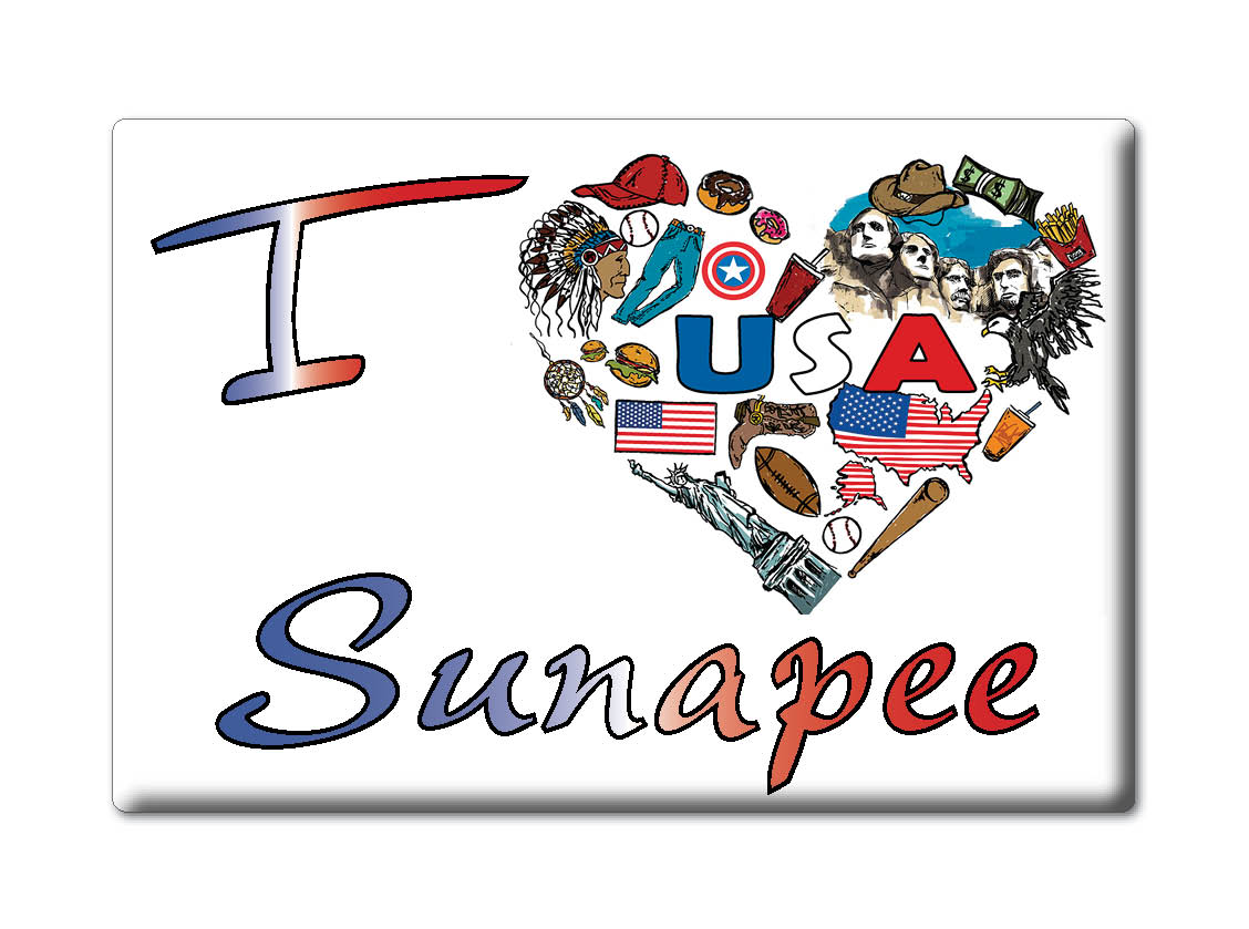 Sunapee, Condado de Sullivan, Nuevo Hampshire - Imán de nevera I Love Usa - Imagen 8 de 10