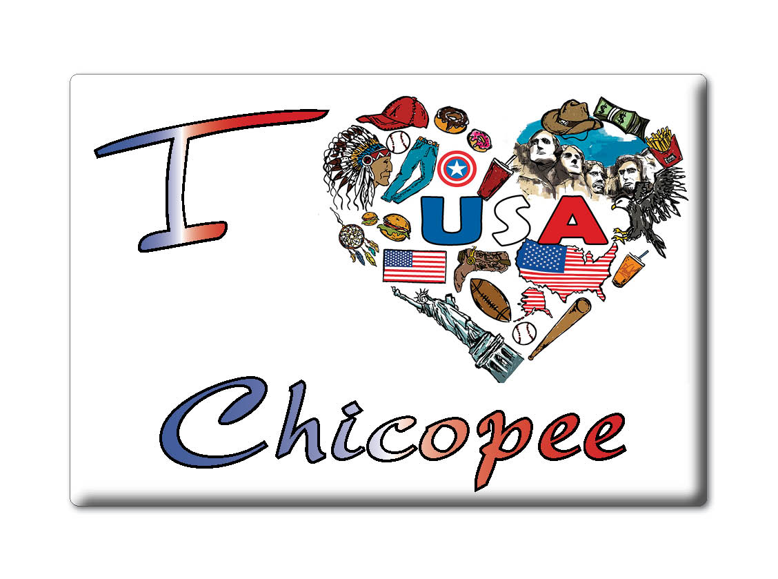 Chicopee, Hampden County, Massachusetts - Fridge Magnet I Love Usa - Picture 8 of 10